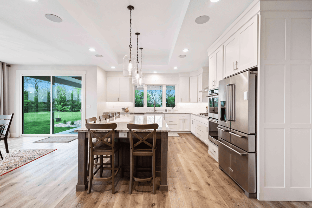 kitchen remodel with bright accents and stainless steel appliances